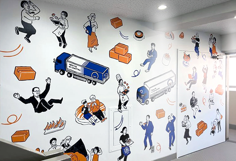 オフィス装飾｜オリジナル壁紙の印刷と施工 ＆ ダウンライト設置